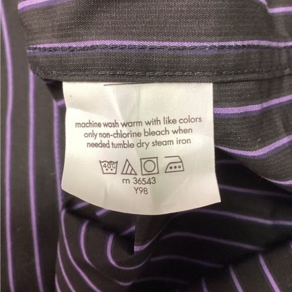 Calvin Klein Mens 16 34/35 Purple Dust Striped Regular Fit Long Sleeve Shirt - Picture 7 of 7